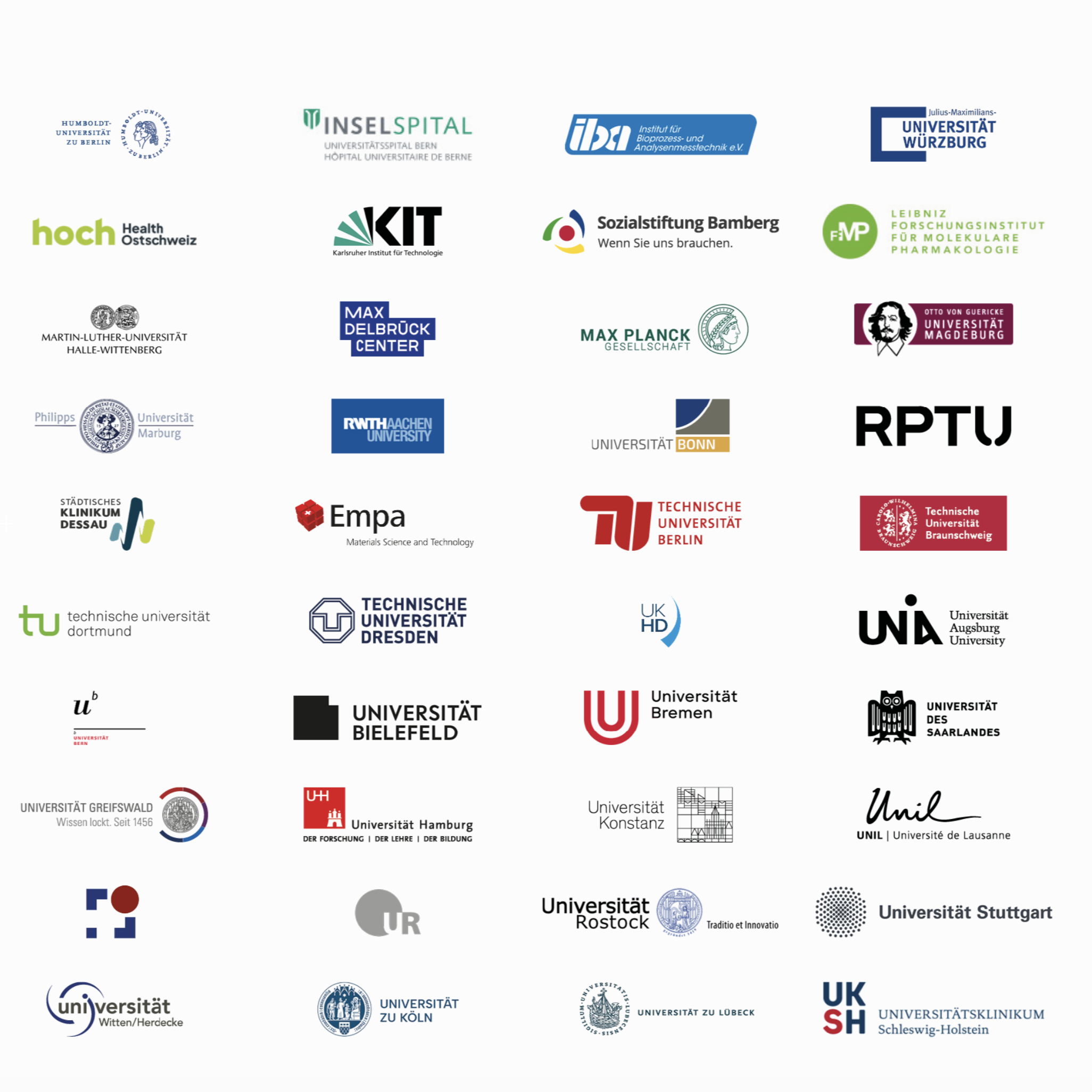 ein Ausschnitt der Logos der von der Stiftung Unterstützen Institutionen