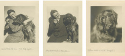 Historische Fotografien einer Frau mit Jagdhund